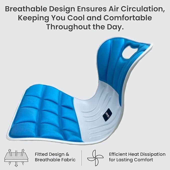 MayaFit Ergonomic Lumbar Support Cushion, Blue, 460mm x 440mm x 340mm, Large, for Office Chairs & Car Seats, Posture Correction, Pregnancy Comfort, 110-300 lbs Capacity