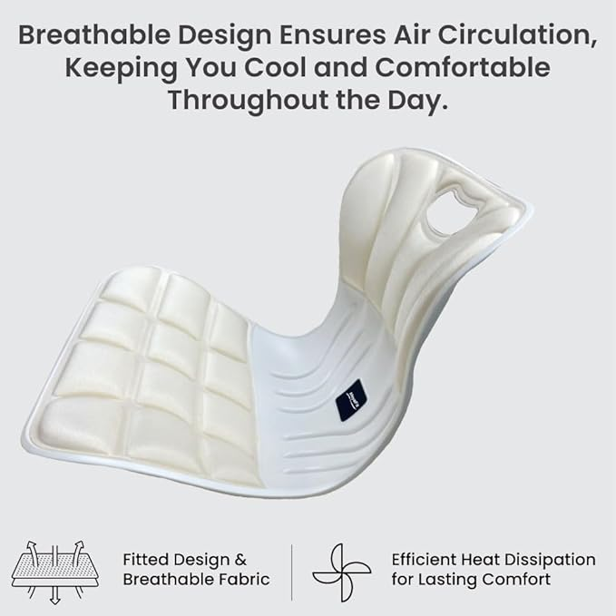 MayaFit Ergonomic Lumbar Support Cushion, Cream, 460mm x 440mm x 340mm, Large, for Office Chairs & Car Seats, Posture Correction, Pregnancy Comfort,110-300 lbs Capacity