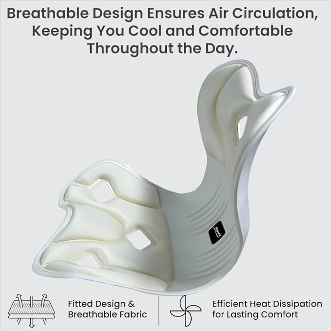 Ergonomic Lumbar Support Cushion, Cream,44.5mm x 410mm x 340mm, Standard Size, for Shoulder and Back Posture, 110-265 lbs Capacity