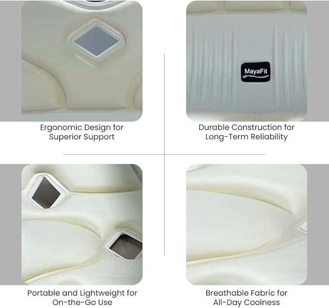 Ergonomic Lumbar Support Cushion, Cream,44.5mm x 410mm x 340mm, Standard Size, for Shoulder and Back Posture, 110-265 lbs Capacity