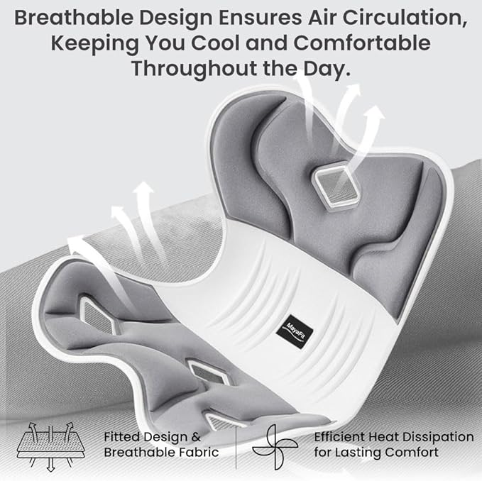 Ergonomic Lumbar Support Cushion,44.5mm x 410mm x 340mm, Standard Size, for Shoulder and Back Posture, 110-265 lbs Capacity
