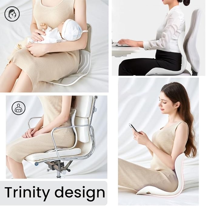Ergonomic Lumbar Support Cushion, Cream,44.5mm x 410mm x 340mm, Standard Size, for Shoulder and Back Posture, 110-265 lbs Capacity
