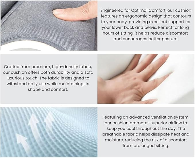 Ergonomic Lumbar Support Cushion,44.5mm x 410mm x 340mm, Standard Size, for Shoulder and Back Posture, 110-265 lbs Capacity