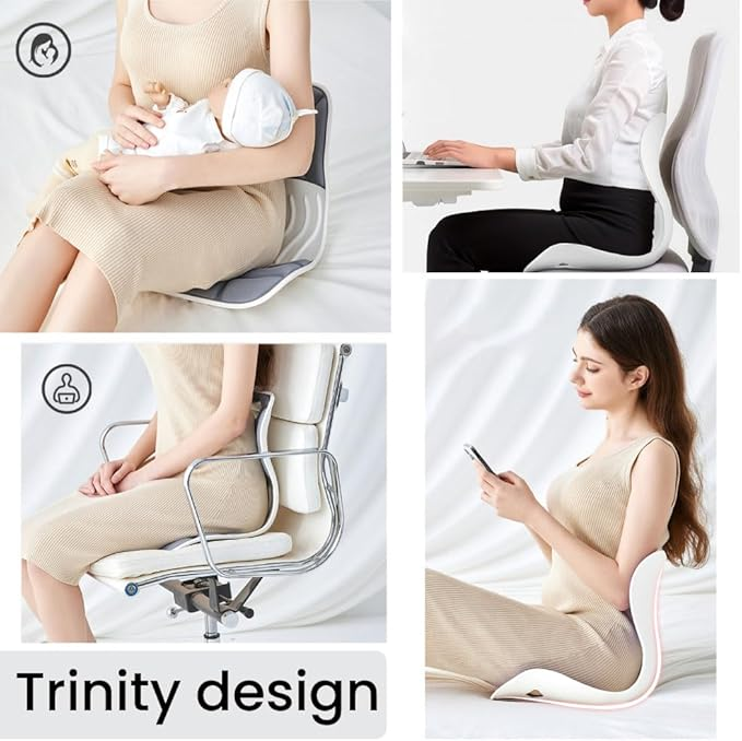 Ergonomic Lumbar Support Cushion,44.5mm x 410mm x 340mm, Standard Size, for Shoulder and Back Posture, 110-265 lbs Capacity