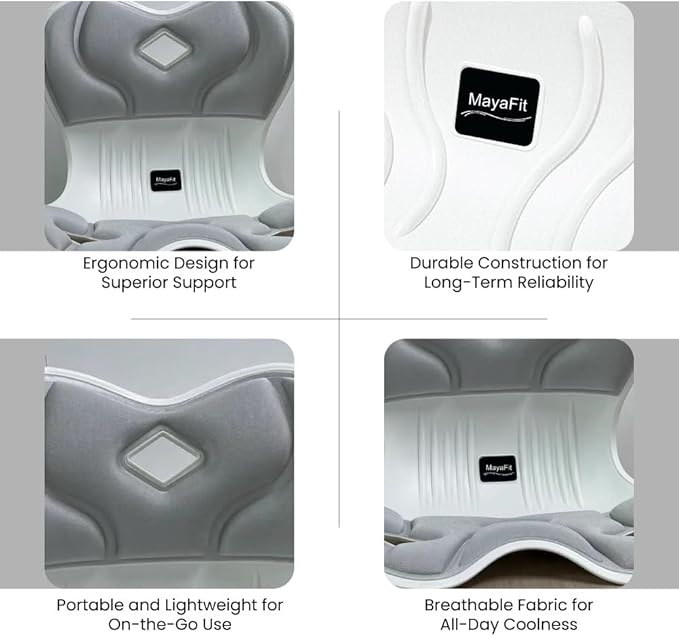 Ergonomic Lumbar Support Cushion, Silver,44.5mm x 410mm x 340mm, Standard Size, for Shoulder and Back Posture, 110-265 lbs Capacity