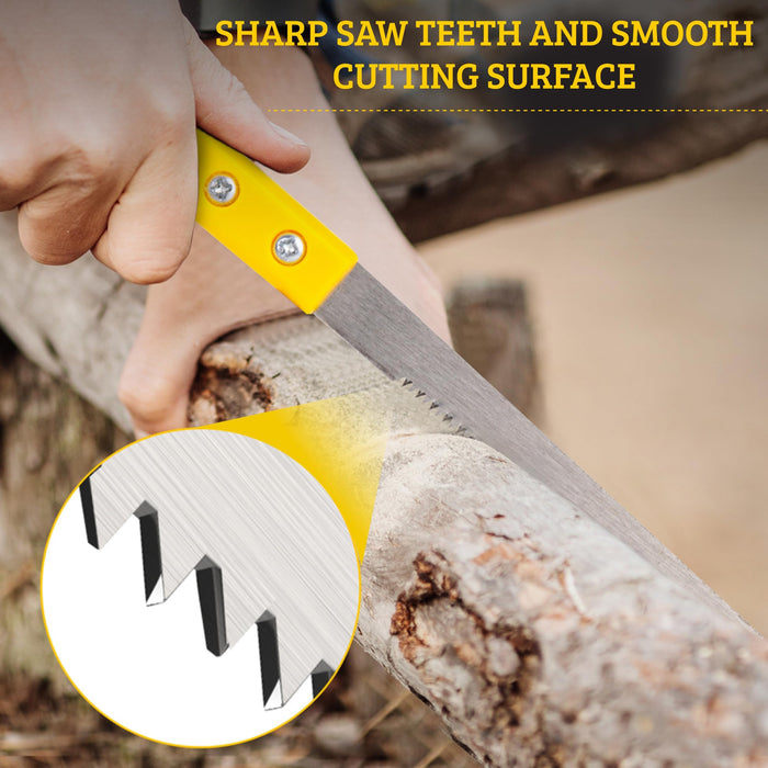 Hand Saw for Trees & Cutting Branches - Pruning Saws with SK5 Steel Blade for Smooth & Precise Cuts - Handsaws for Camping, Gardening, Wood, Hiking, Landscaping & Carpentry - Portable Saw (Yellow)