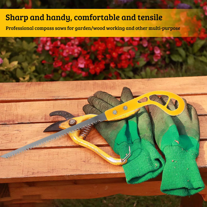 Hand Saw for Trees & Cutting Branches - Pruning Saws with SK5 Steel Blade for Smooth & Precise Cuts - Handsaws for Camping, Gardening, Wood, Hiking, Landscaping & Carpentry - Portable Saw (Yellow)